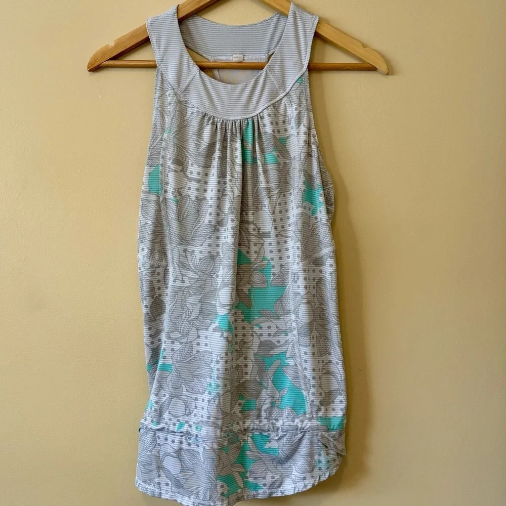 •SOLD•|Lululemon| $15| Vintage Racerback Lagoon Checkmate Drawstring Tunic - Picture 1 of 8